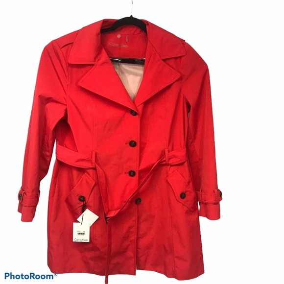 NWT Calvin Klein Double Breasted Pleated Trench - Picture 1 of 9